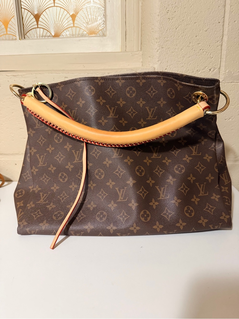 Monogram Canvas Hobo Tote with Vachetta Handle in Brown and Natural